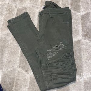 Olive green biker denim DIVIDED JEANS